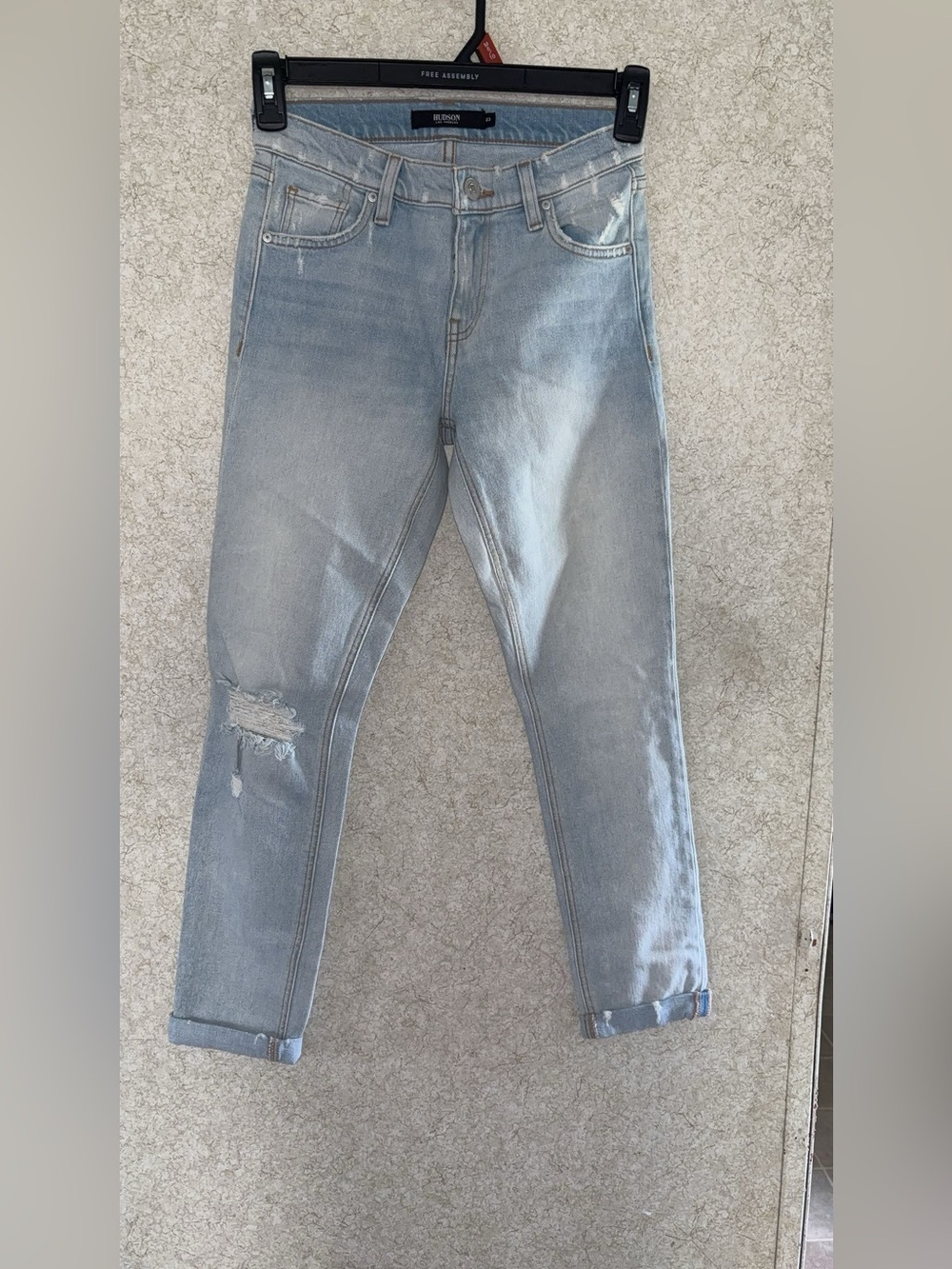 Hudson Jeans Light Blue Skinny High-Rise with Knee Distress